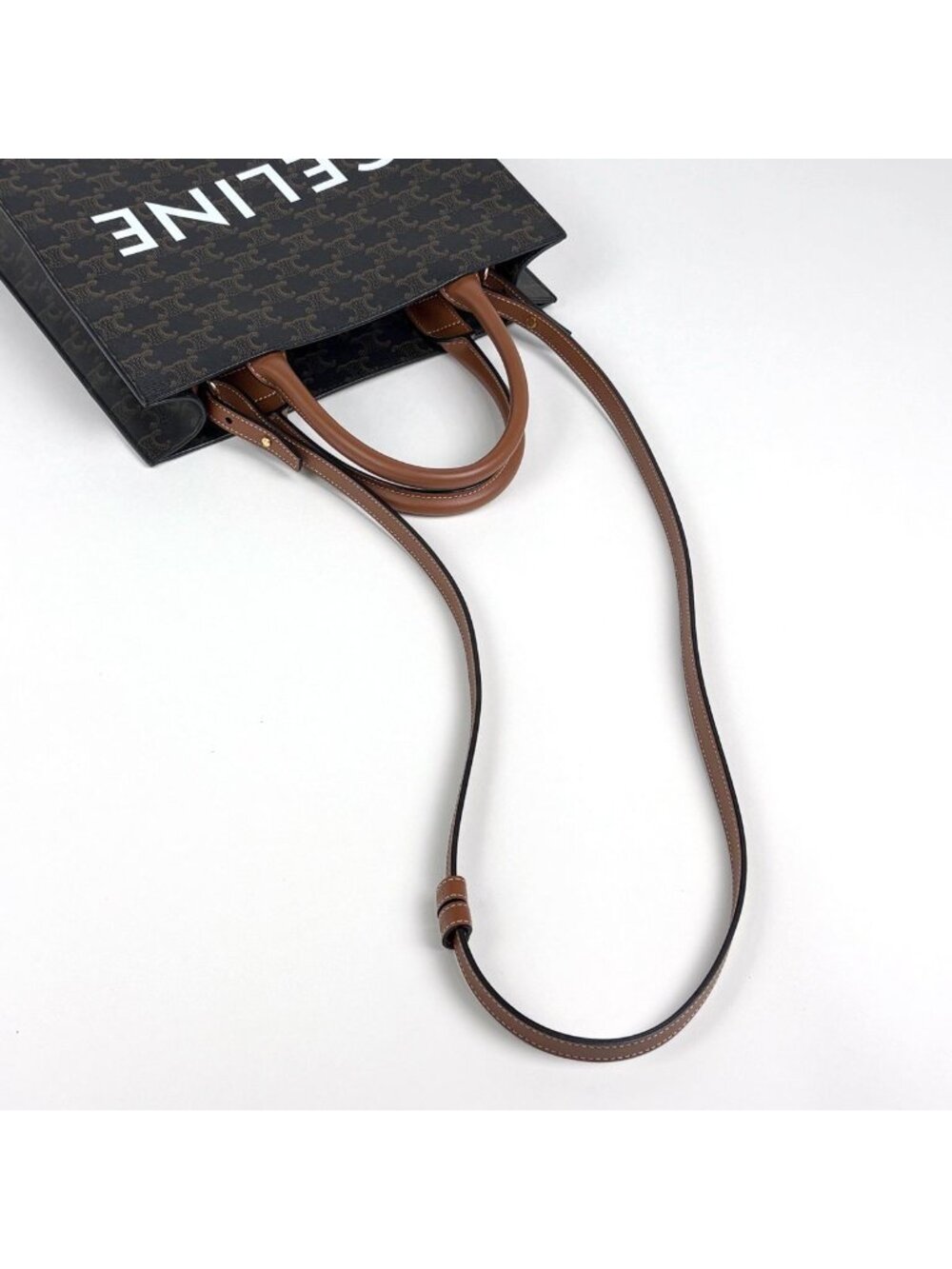 Celine Small Vertical Cover 2-Way Triomphe Tote Black Brown - Picture 7 of 10
